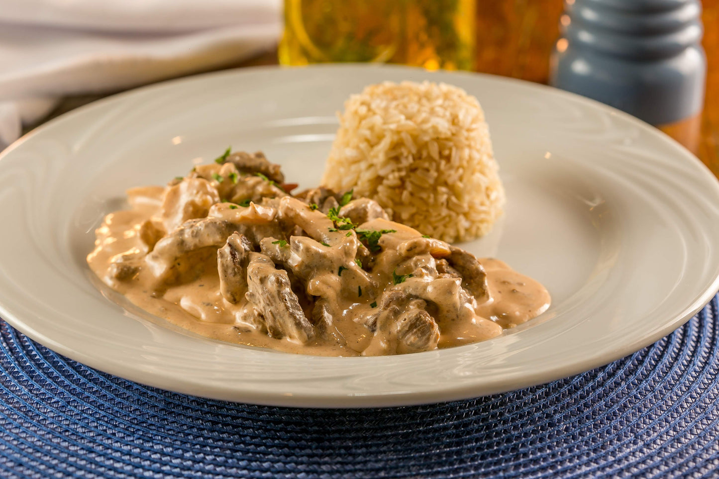 Strogonoff de carne c/ Arroz Integral