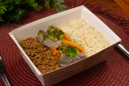 Carne Moída Refogada c/ Legumes Coloridos e Arroz Soltinho
