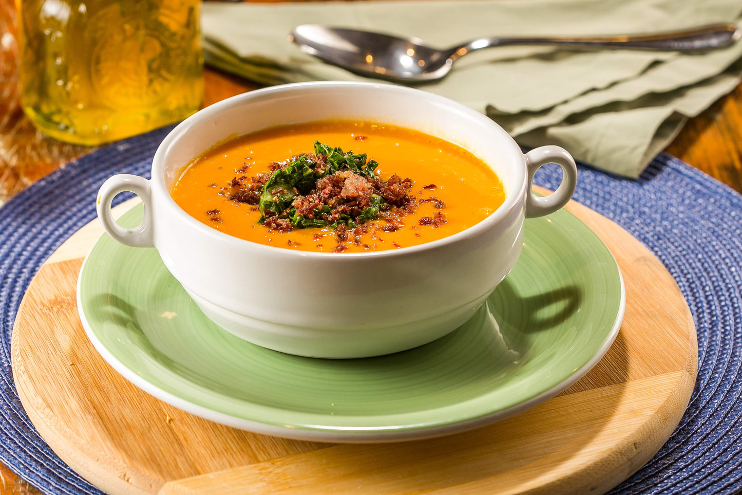 Sopa de Abóbora c/ Carne Seca e Couve